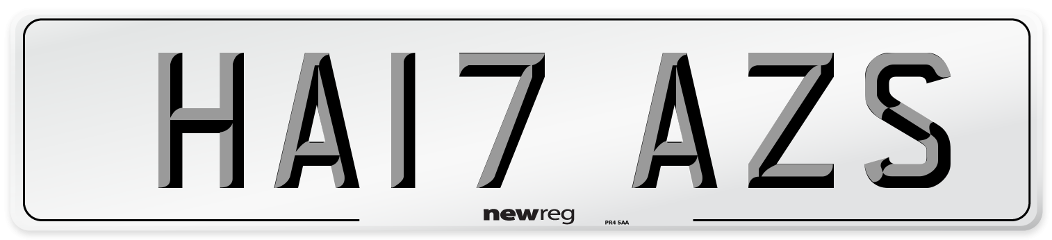 HA17 AZS Number Plate from New Reg